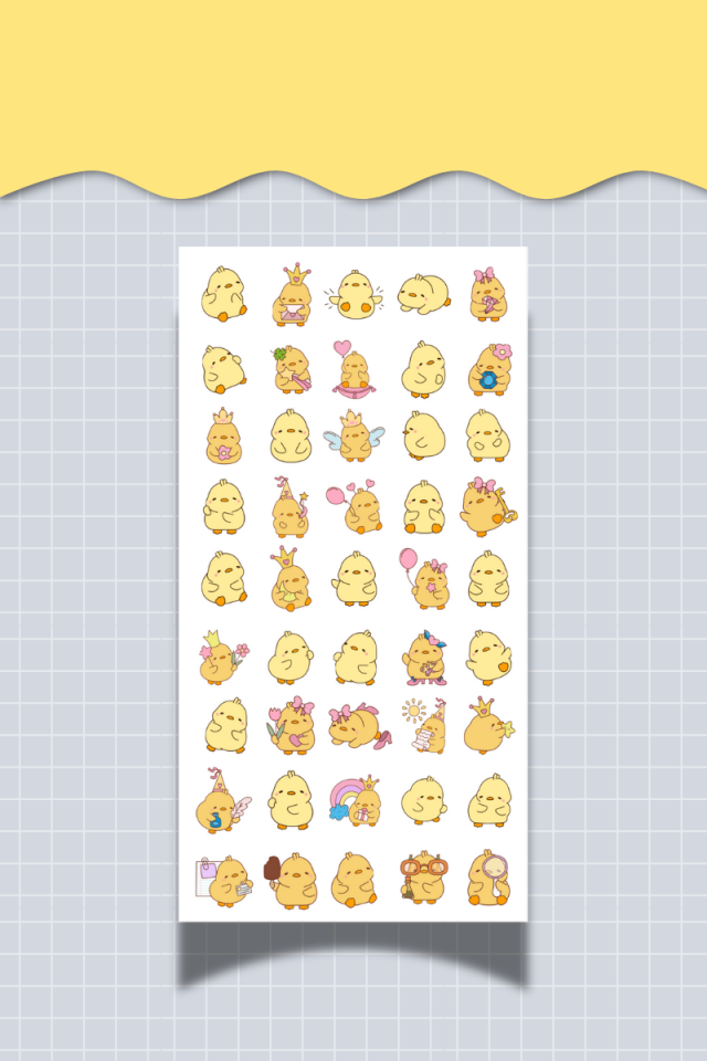 3’lü Civciv Mood Sticker Seti – 10x20 cm – Sevimli Karakter Çıkartma Sayfaları (Ajanda, Bullet Journal)