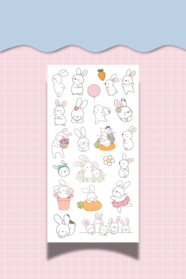 3’lü Mood Sticker Seti – 10x20 cm – Sevimli Karakter Çıkartma Sayfaları (Ajanda, Bullet Journal)(Kopya)