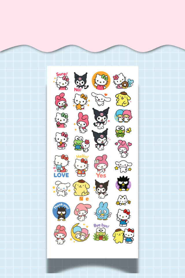 3’lü Sanrio Sticker Seti – Hello Kitty, My Melody, Kuromi – (Ajanda, Defter, Bullet Journal)