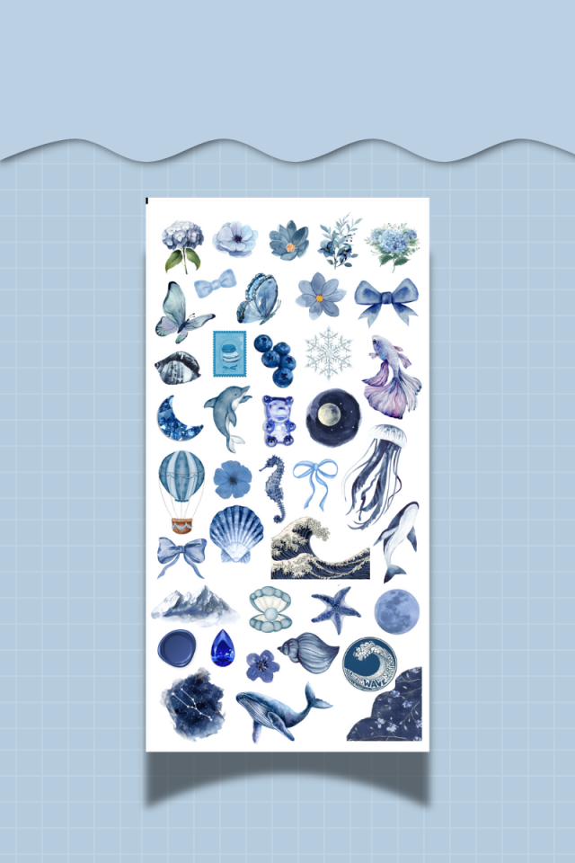 3’lü Blue Sticker Seti – Mavi Temalı Etiketler – (Ajanda, Defter, Bullet Journal , Scrabook)