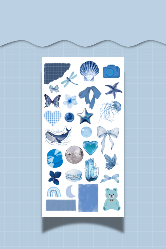 3’lü Blue Sticker Seti – Mavi Temalı Etiketler – (Ajanda, Defter, Bullet Journal , Scrabook)