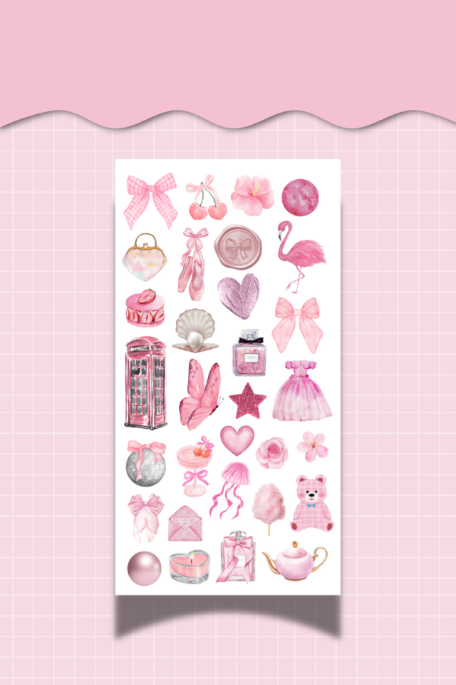 3’lü Pink Sticker Seti – Pembe Temalı Dekoratif Etiketler – (Ajanda, Bullet Journal , Scrabook)