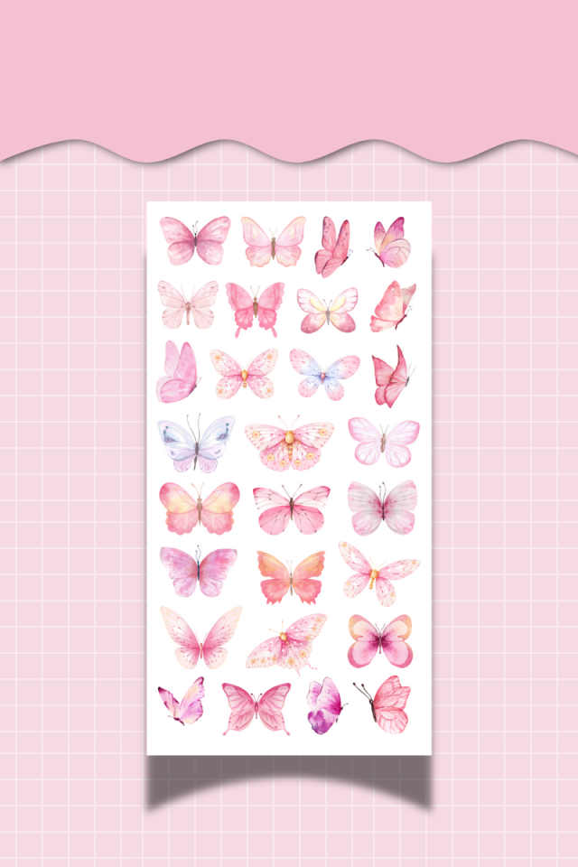 3’lü Pink Sticker Seti – Pembe Temalı Dekoratif Etiketler – (Ajanda, Bullet Journal , Scrabook)