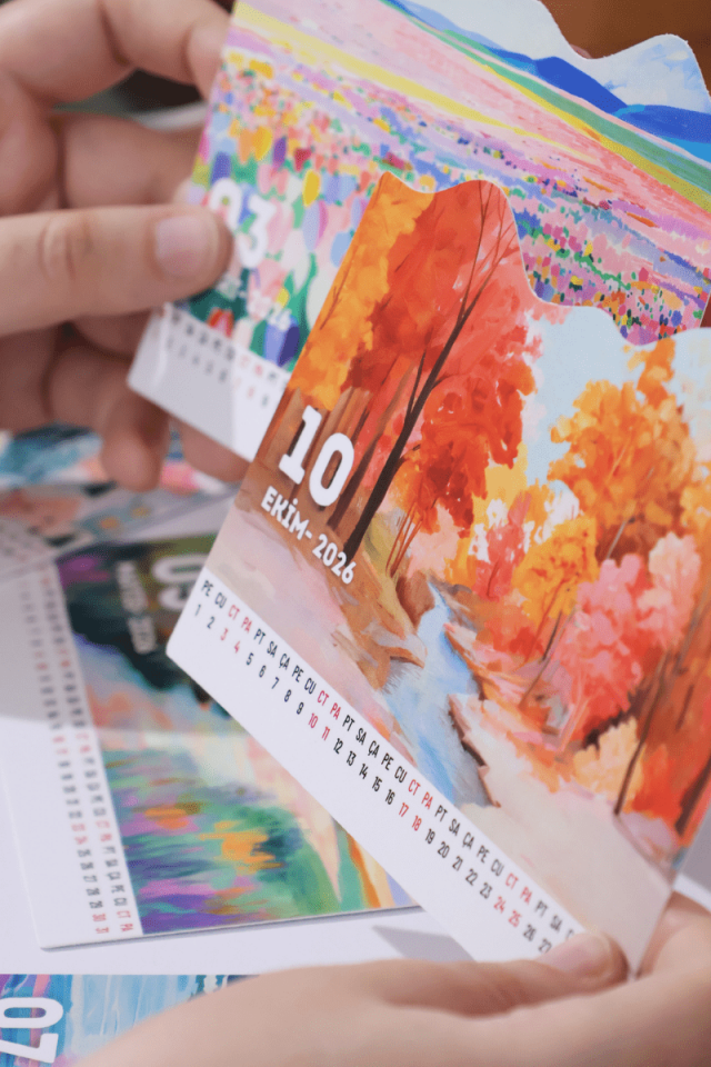 2026 Pleksi Standlı Dağ Görünümlü Masa Takvimi, Özel Tasarım Masa Takvimi Manzaralar